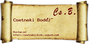 Csetneki Bodó névjegykártya